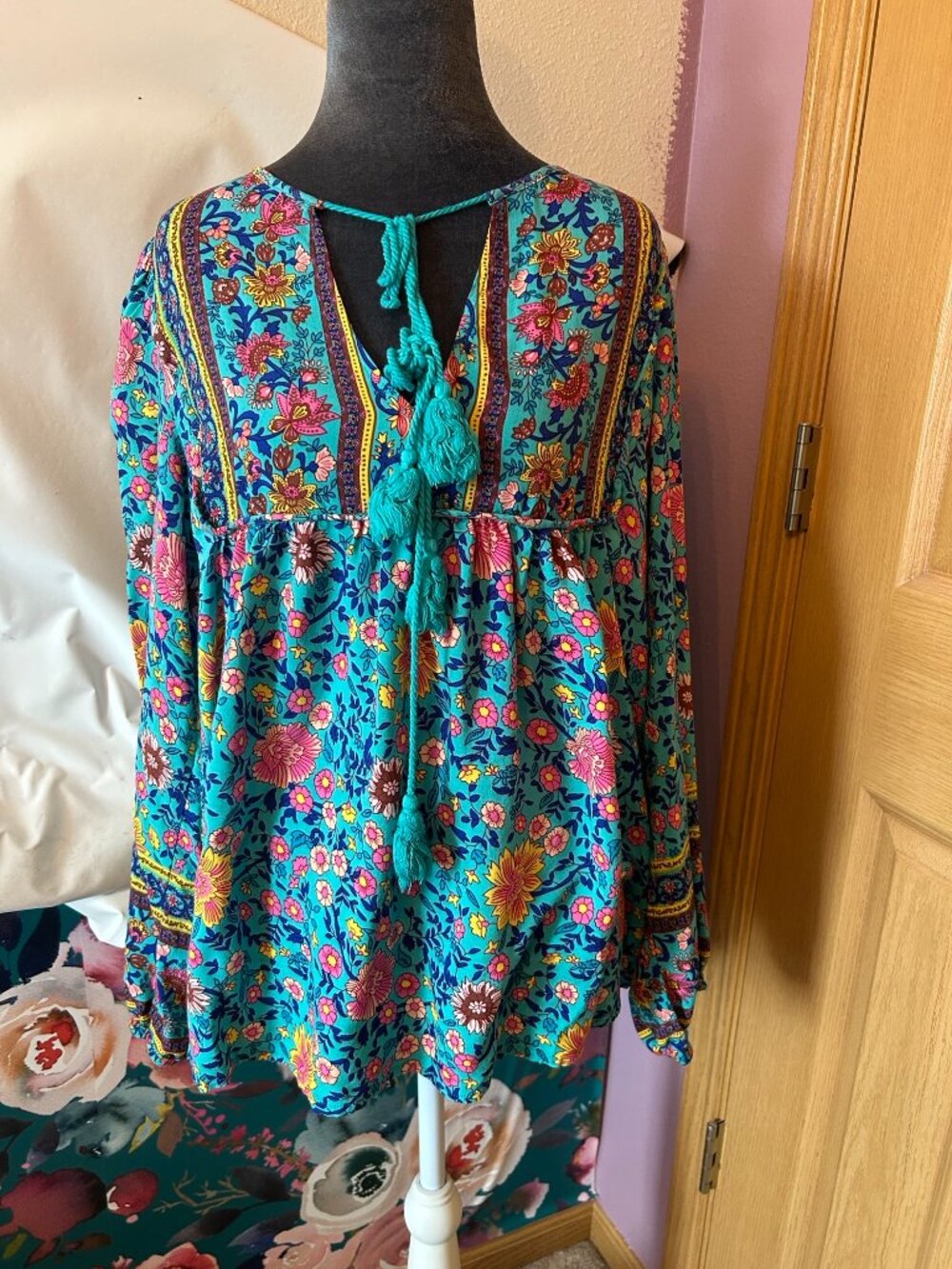 Boho long-sleeve blouse
